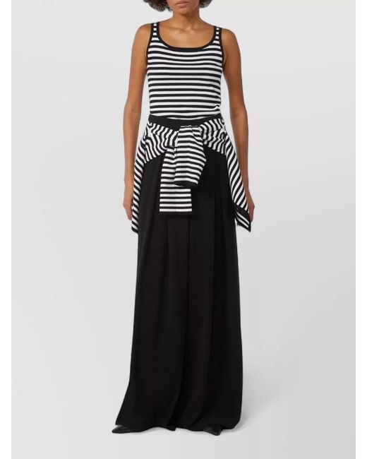 Max Mara Black Striped Scoop Neck Top Thin Straps