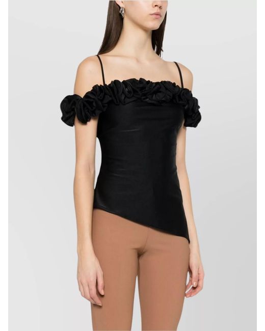 Coperni Black Asymmetric Off-Shoulder Blouse