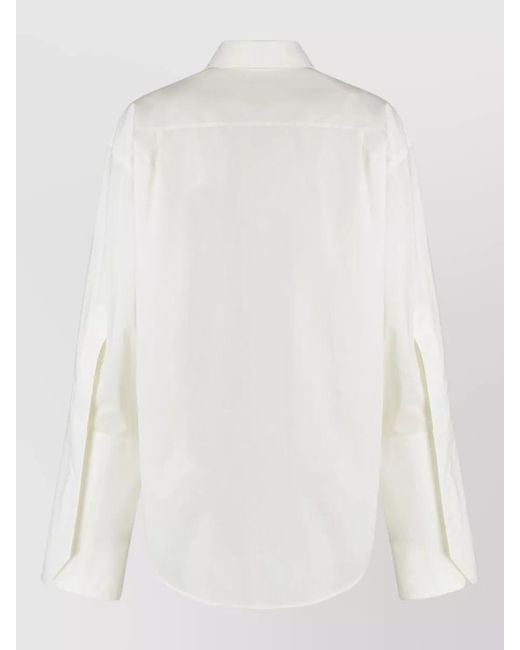 MM6 by Maison Margiela White Cotton Shirt Tailored Fit Flared Sleeves
