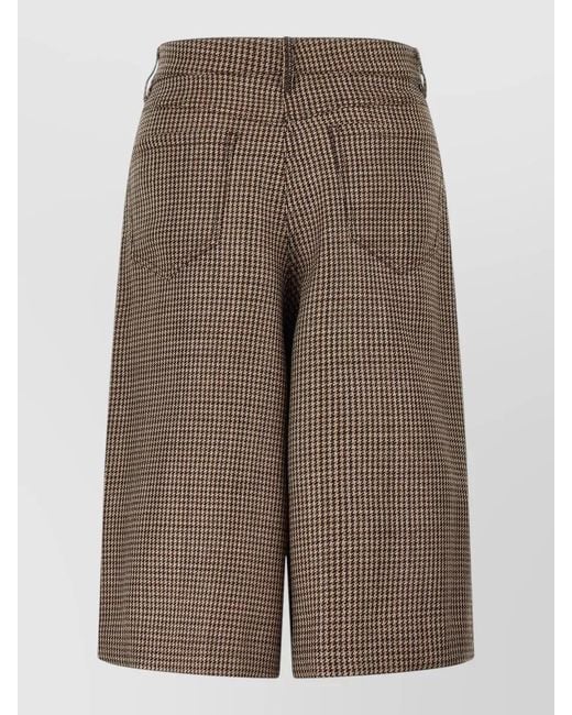 Brunello Cucinelli Brown Prince Wales Lamé High Waist Bermuda Shorts