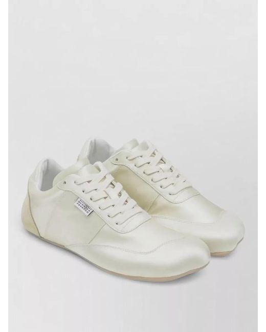 MM6 by Maison Margiela White Low Top Sneakers Rubber Sole Suede Detail