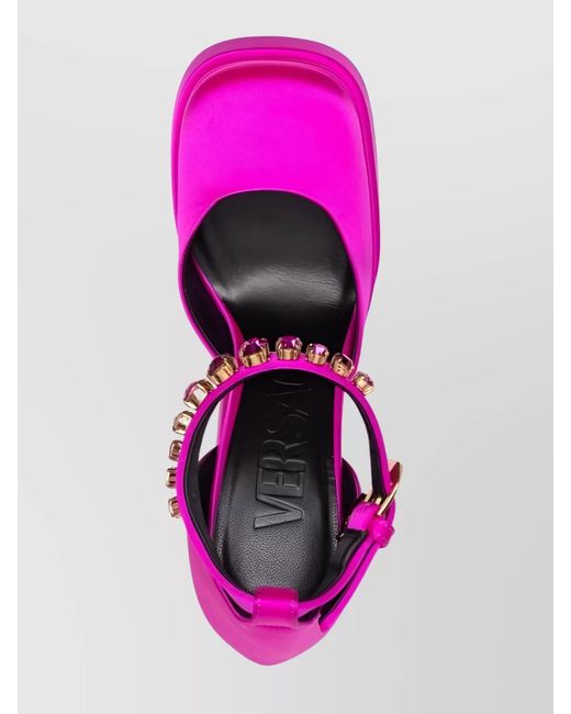 Versace Pink Satin Platform Pumps