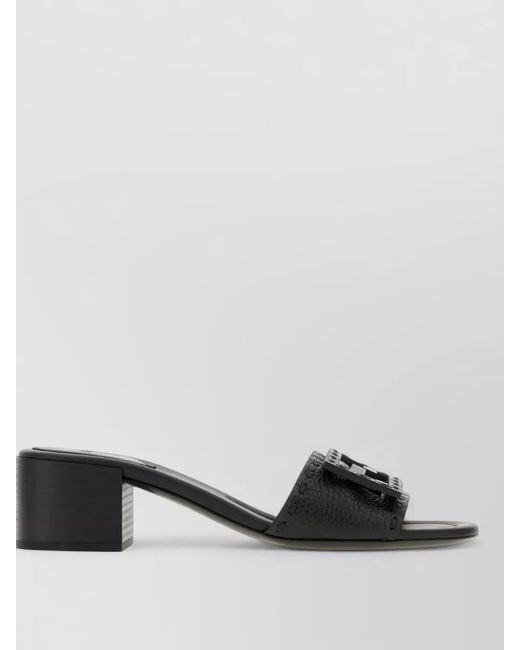 Fendi Black Leather Mules