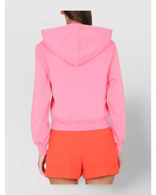 Moschino Pink Crochet Hooded Sweatshirt