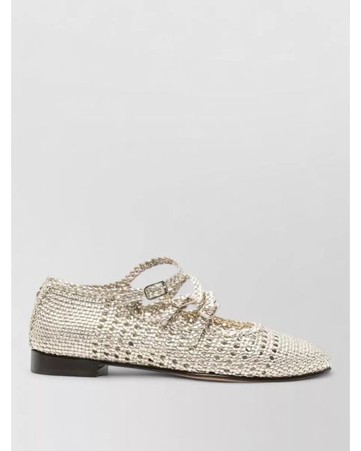CAREL PARIS White Ariana Leather Lace Up Round Toe Ballets