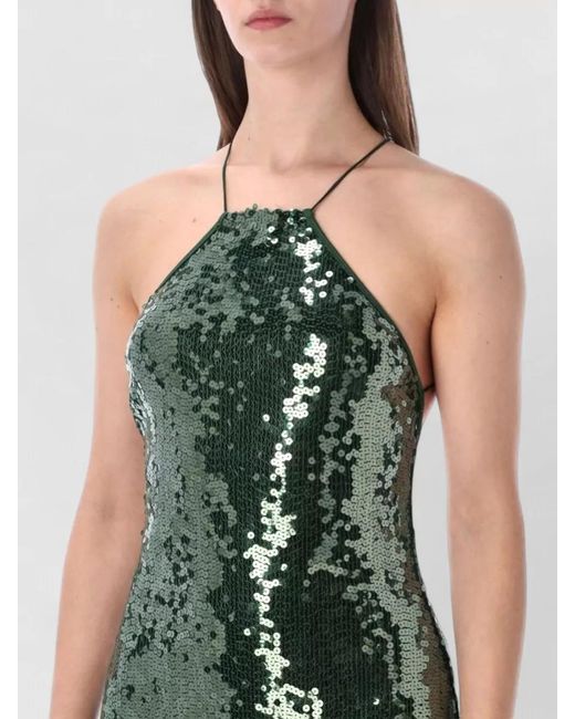 Oseree Green Sequin Mini Dress Open Back Straps