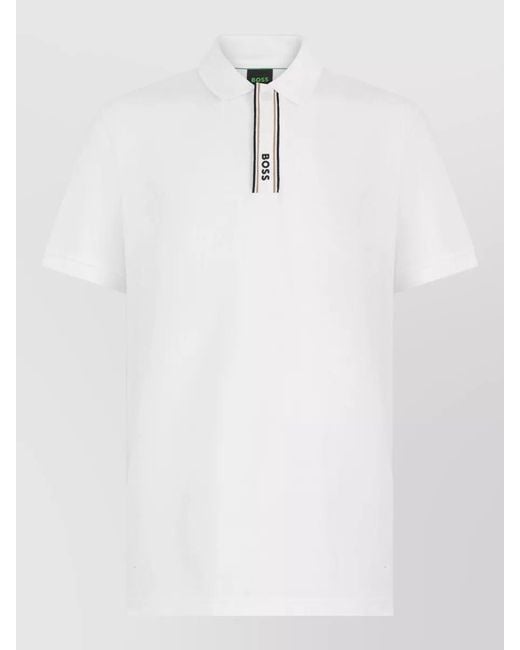 Boss White Short-Sleeve Cotton Polo Shirt for men