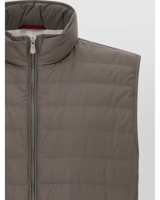 Brunello Cucinelli Brown Technical Quilted Goose Down Utility Vest for men