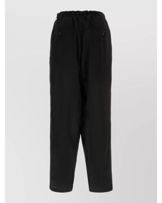 Yohji Yamamoto Black Crepe Shorts Elastic Waistband Pleated Design for men