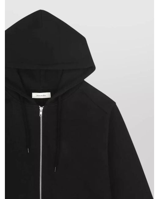 Entire studios Black Hooded Jacket Drawstring Ribbed Cuffs Hem for men