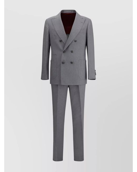 Brunello Cucinelli Gray Linen Suit Belt Loops for men