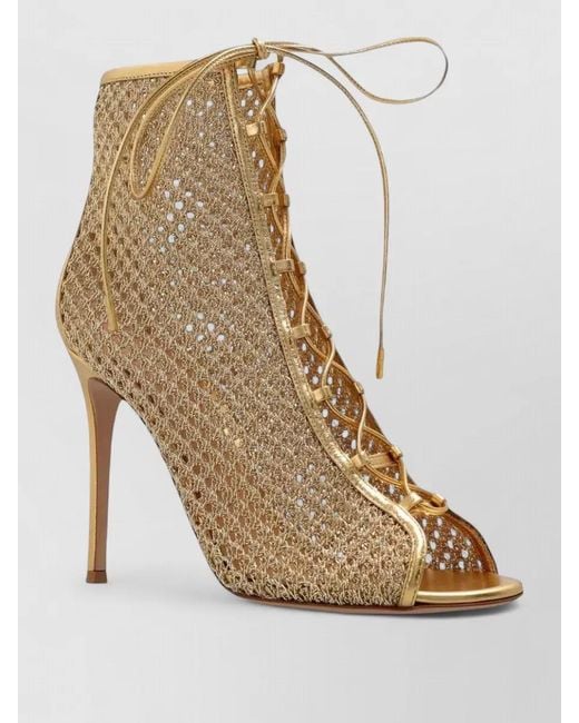 Gianvito Rossi Natural Lace Up Nappa Itaca High Heel Sandals