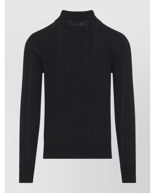 Dries Van Noten Blue Mettur Knit Polo Regular Fit Long Sleeves for men