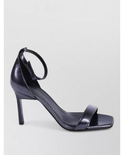 Calvin Klein Blue Leather Stiletto Heel Sandals Square Open Toe