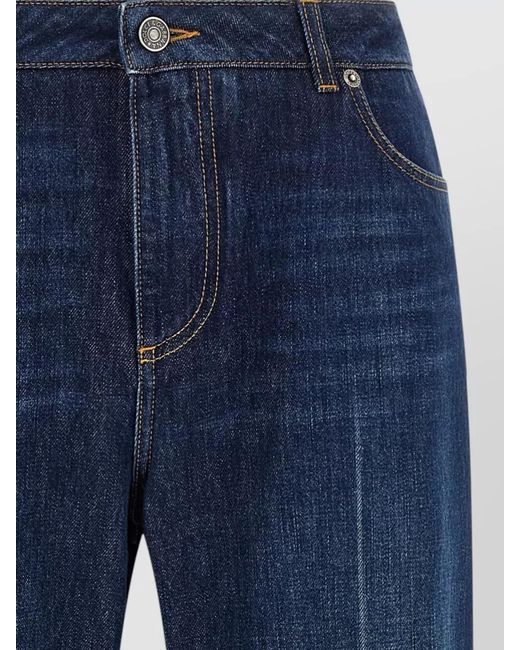 Dolce & Gabbana Blue Cotton Pleated Straight-Leg Jeans