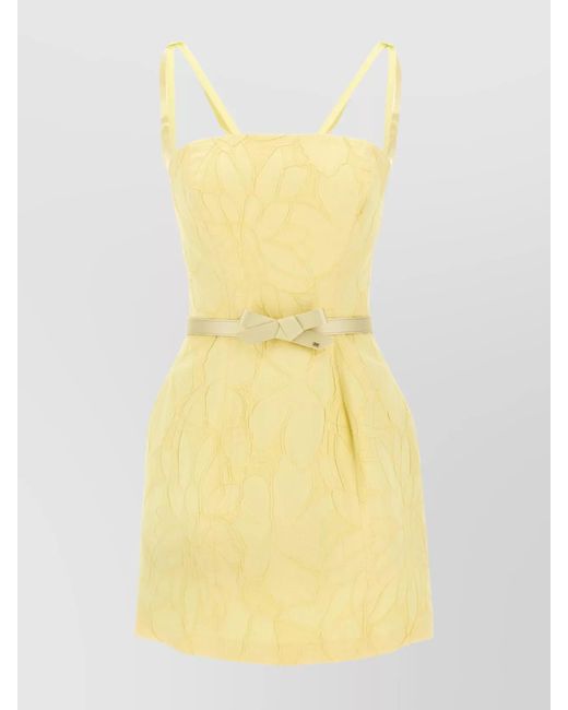 Elisabetta Franchi Yellow Cotton-Blend Sleeveless Mini Dress