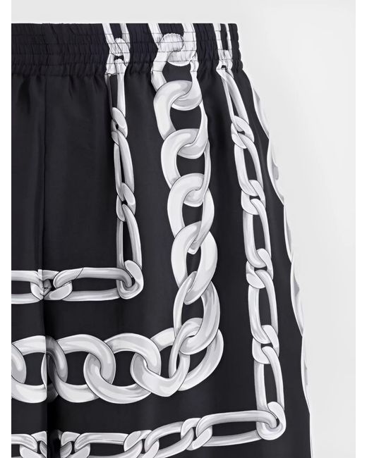 Versace Black Silk Printed Knee-Length Shorts for men