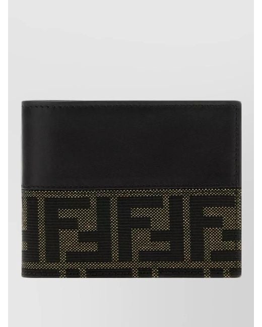 Fendi Black Leather Bifold Wallet for men