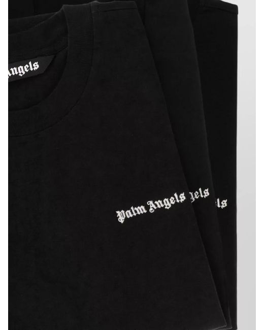 Palm Angels Black Cotton Crew Neck Short Sleeve T Shirt Set for men