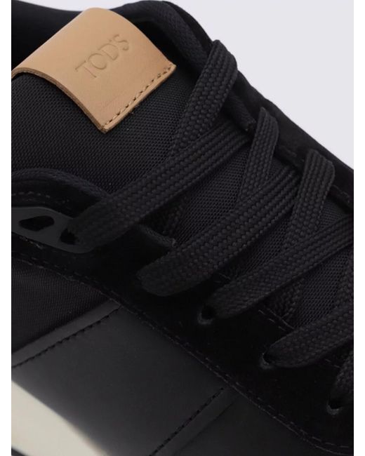 Tod's Black Leather Low-Top Sneakers for men