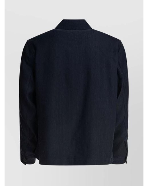 Vince Blue Long Sleeve Point Collar Side Pocket Jackets for men