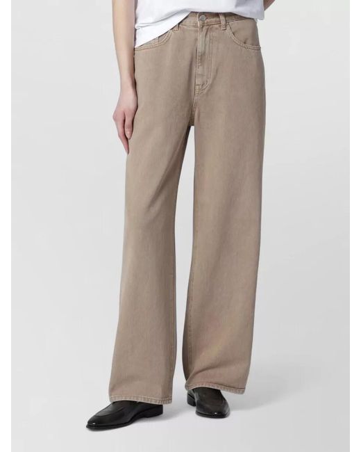 DUNST Natural Wide Leg Pants With Front And Back Pockets