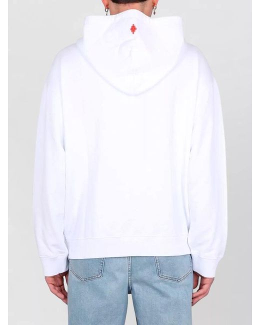 Marcelo Burlon Blue Graphic Hooded Sweatshirt Rib Cage Motif for men