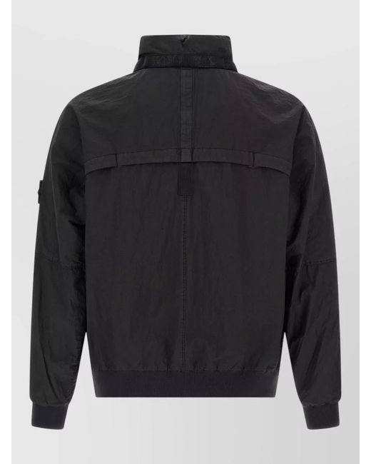 Stone Island Gray Nylon Watro Bomber Jacket High Collar for men