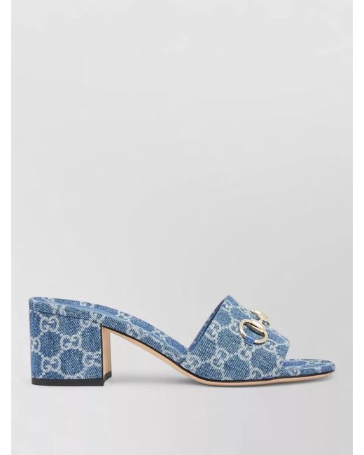 Gucci Blue Siaga 55 Open Toe Block Heel Sandals