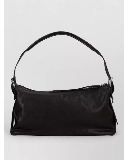 Lemaire Black Belted Baguette Leather Clutch Bag