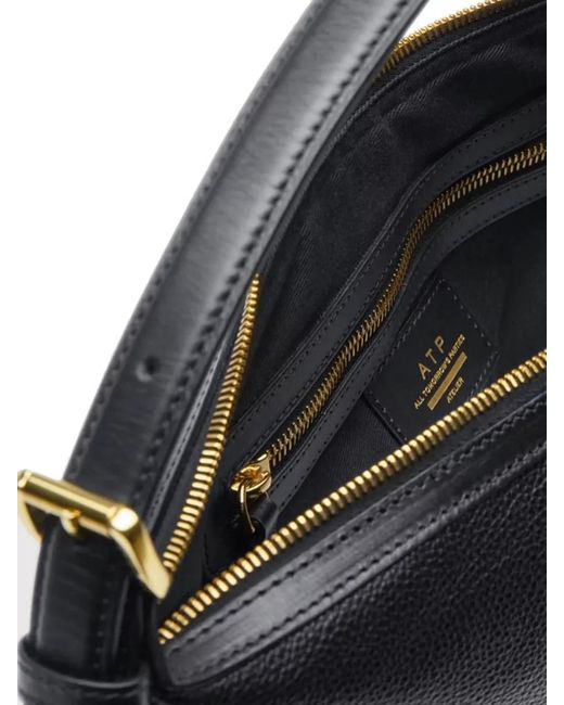 Atp Atelier Black Castellare Leather Shoulder Bag Medium