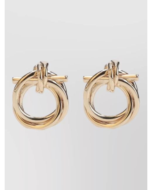 Ferragamo Metallic Hoop Earrings Twisted Design Jewelry Piece