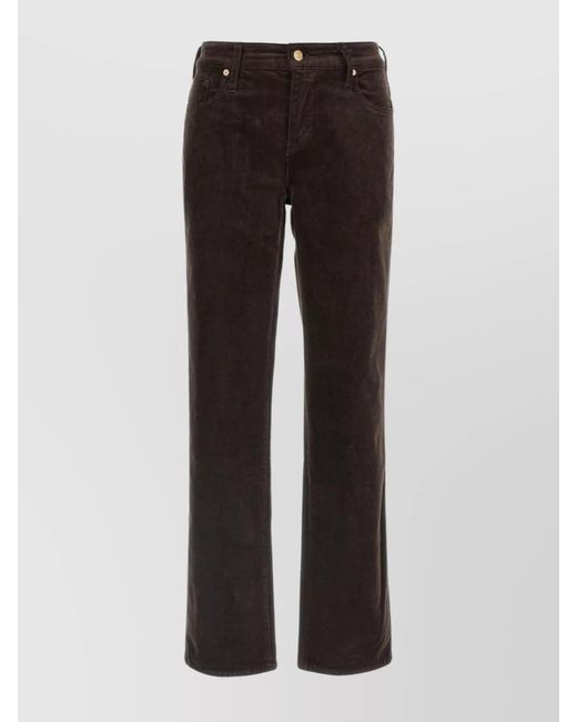 7 For All Mankind Black Corduroy Mid-Rise Straight-Leg Trousers