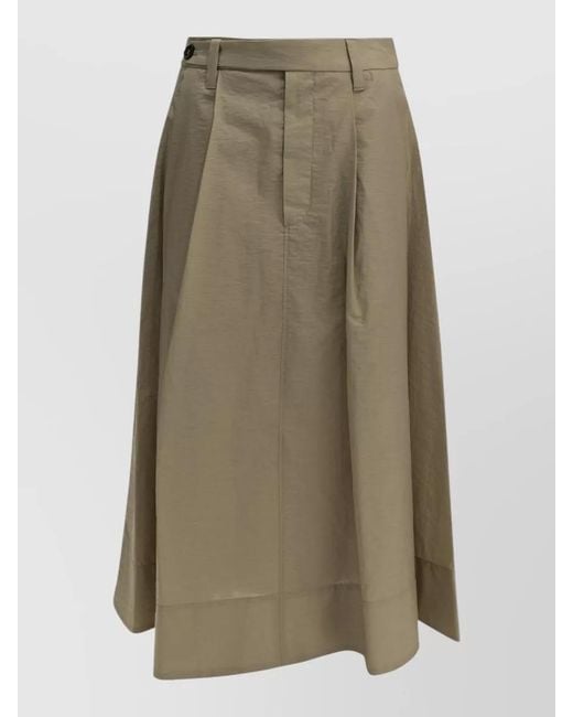 Brunello Cucinelli Green Sartorial Midi Skirt High Waist Pleats Pockets