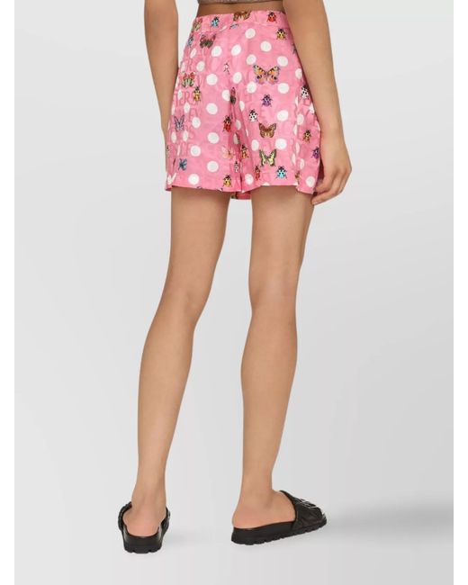 Versace Pink Silk Blend Printed Shorts