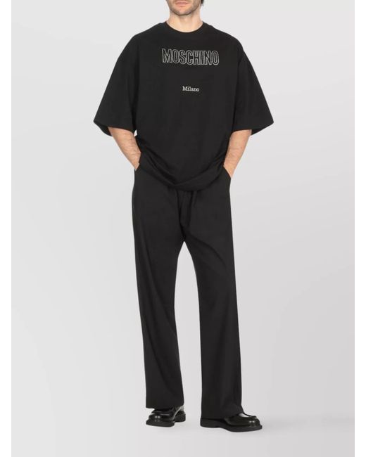 Moschino Black Cotton Short-Sleeve Logo-Embellished T-Shirt for men