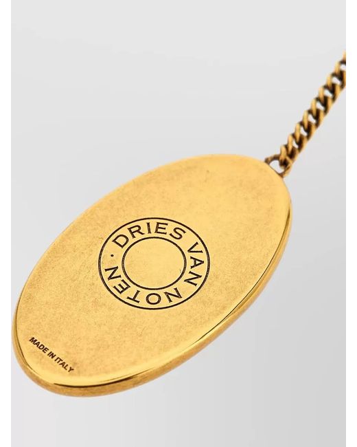 Dries Van Noten White Stone Necklace Long Chain Oval Pendant for men