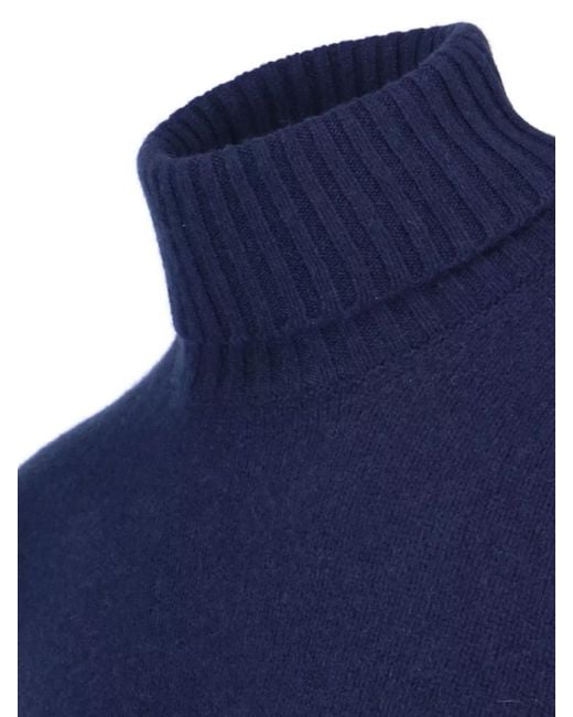 Drumohr Blue Cashmere Crewneck Jumper for men