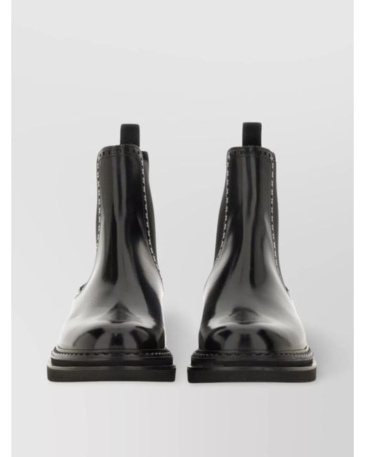 Dolce & Gabbana Black Leather Chelsea Ankle Boots for men