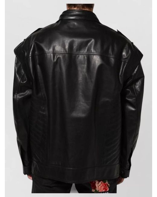 Dolce & Gabbana Black Leather Biker Jacket for men