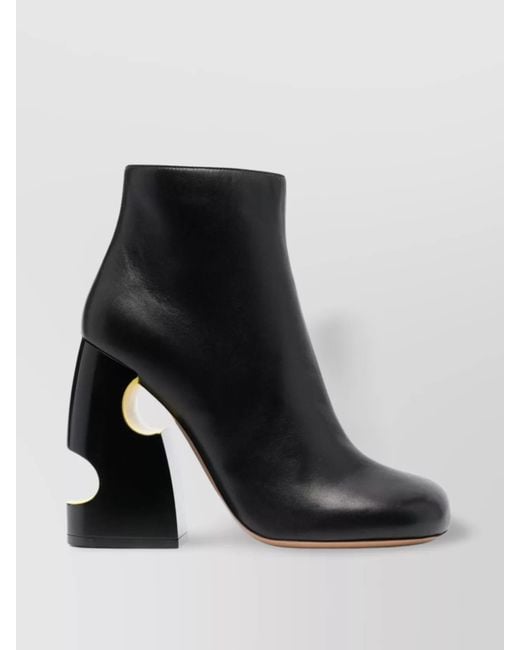 Off-White c/o Virgil Abloh Black Nappa Leather Cutout Ankle Boots