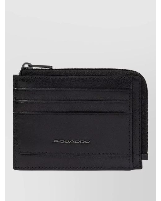 Piquadro Black Compact Credit Card Holder Slim Design