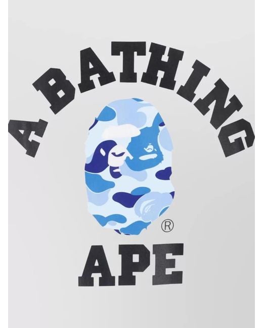 A Bathing Ape White Crew Neck Graphic Print Short Sleeve Shirt for men