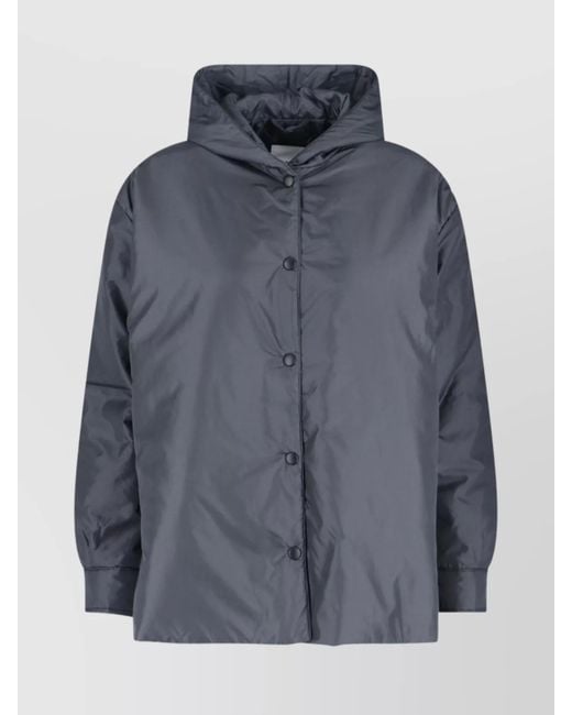 Aspesi Blue Relaxed Fit Jacket With Hood And Slits