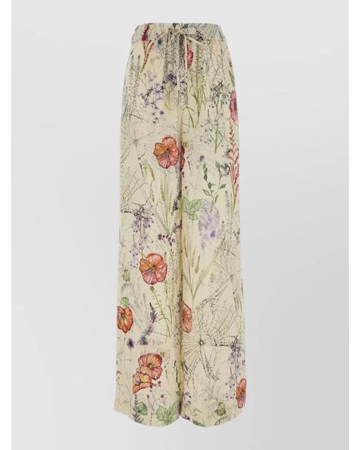 McQueen Metallic Printed Crepe Wide-Leg Trousers