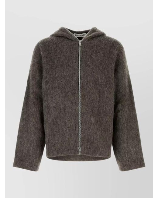Our Legacy Gray Wool Blend Oversized Hooded Long Sleeve Cardigan for men