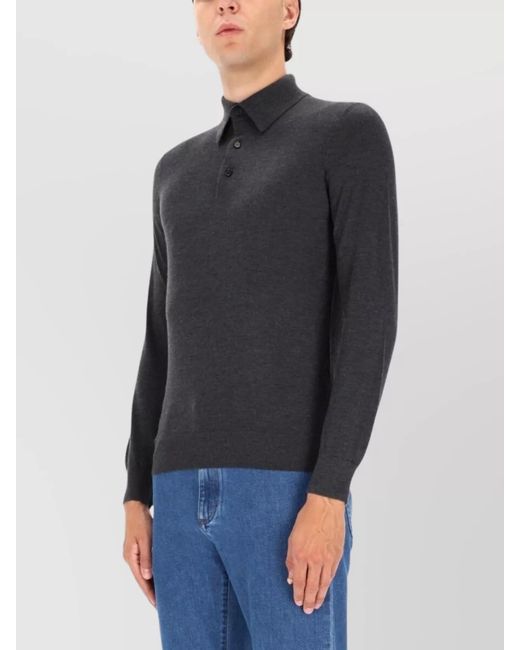 Zegna Blue Cashmere Silk Polo Shirt for men