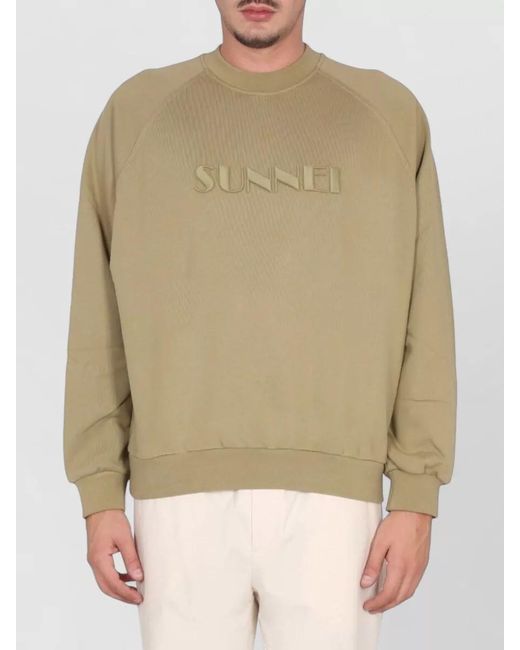 Sunnei Natural Sweatshirt Logo Embroidery Raglan Sleeves for men