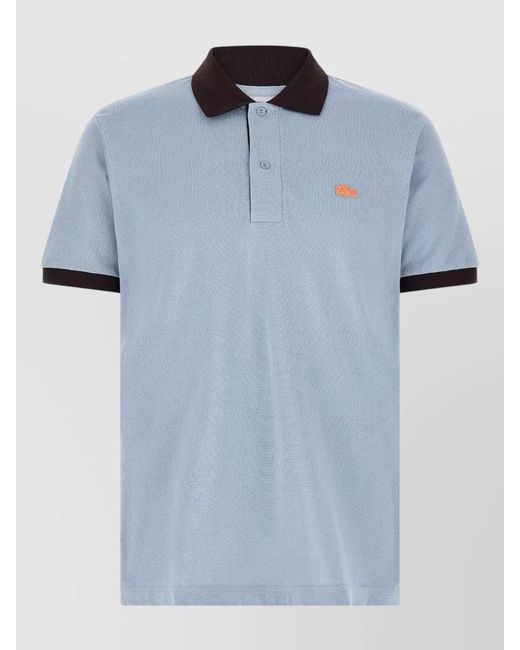 Lacoste Blue Polo Shirt Logo Detail Contrasting Collar for men