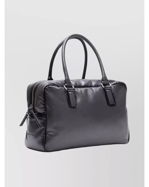 Stand Studio Gray Bowling Bag Lamb Leather Shoulder Bag